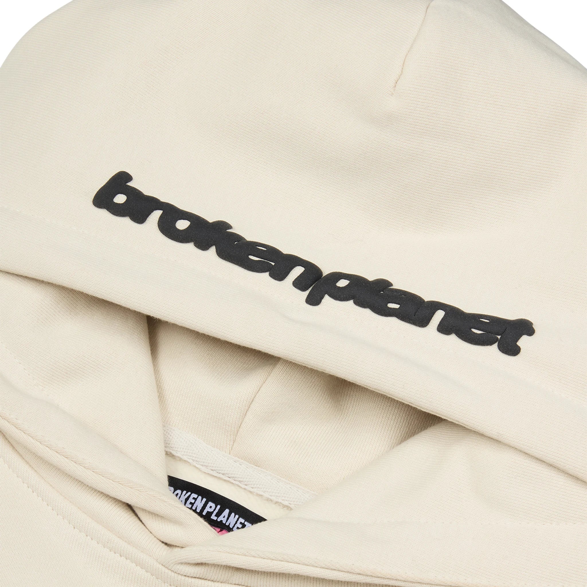 Hood detail view of Broken Planet All The Stars Ivory White Hoodie BP-JAN25-HD-I_WHITE